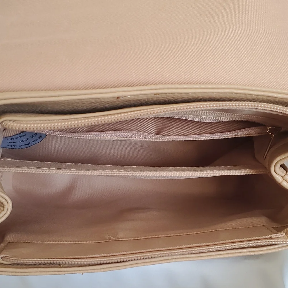 Neutral Beige Bow-Appliqué Top Handle Satchel - Picture 3 of 12